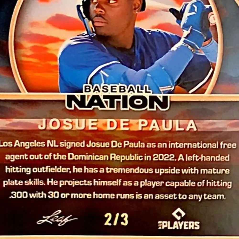 Josue De Paula 2/3 New Dawn Blue Ray Wave Refractor Dodgers Top Prospect - Picture 2 of 3
